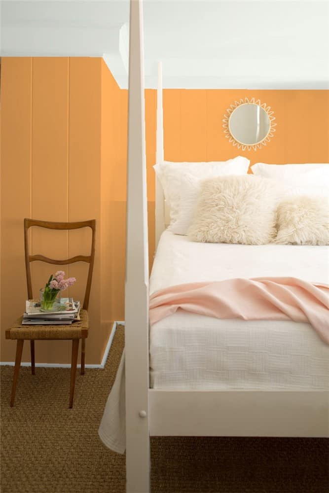 bedroom with Delightful Golden 2158-30 Benjamin Moore paint