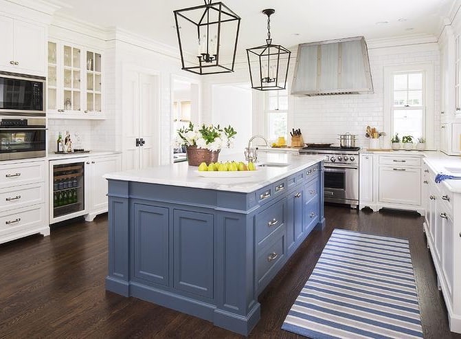 kitchen island painted blue