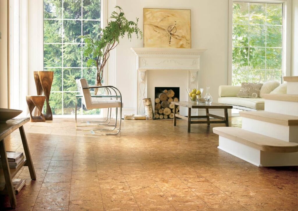 Indoor cork flooring